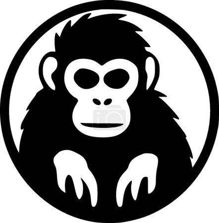 Affe - schwarz-weiße Vektorillustration