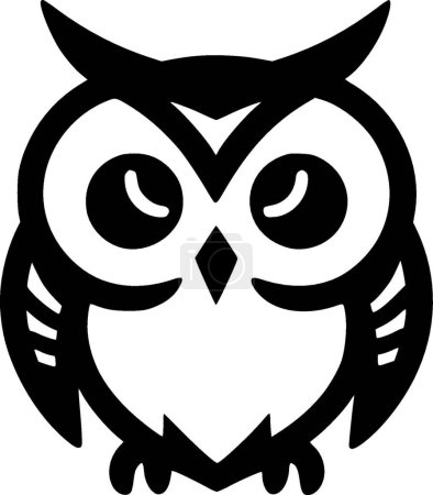 Owl baby - black and white vector illustration