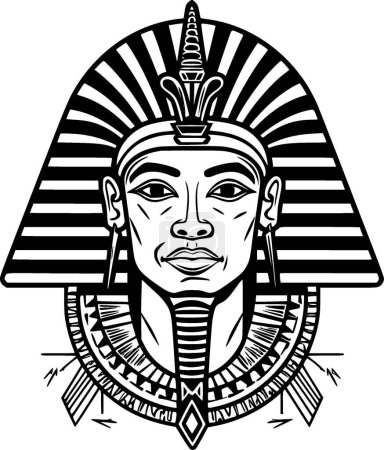 Illustration for Pharaoh - black and white vector illustration - Royalty Free Image