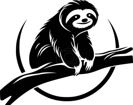 Sloth - illustration vectorielle en noir et blanc