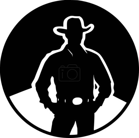 Western - black and white isolated icon - vector illustration