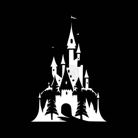Castle - black and white vector illustration