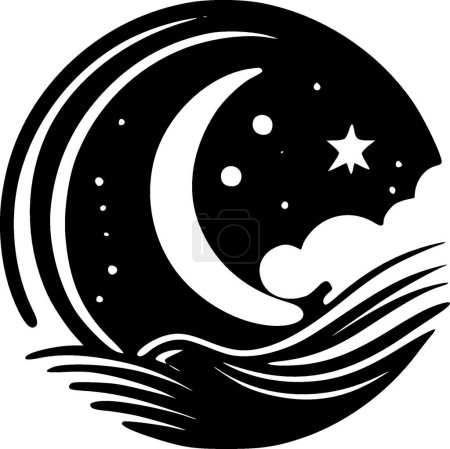 Celestial - black and white isolated icon - vector illustration