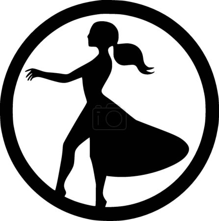 Dance - black and white isolated icon - vector illustration