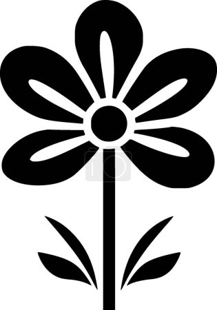 Blume - schwarz-weiße Vektorillustration