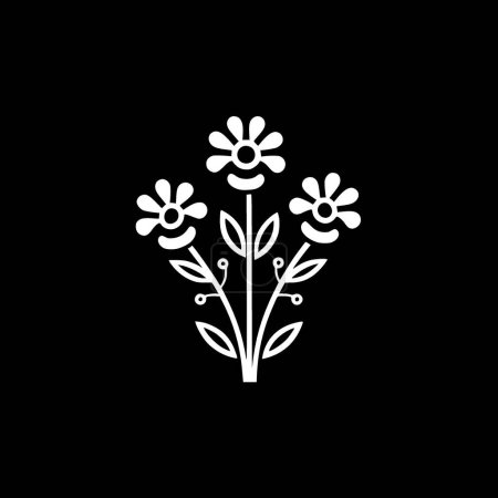 Flowers - black and white isolated icon - vector illustration
