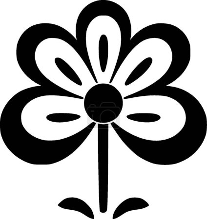 Fleurs - icône isolée en noir et blanc - illustration vectorielle