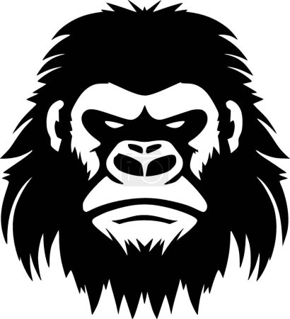 Téléchargez les illustrations : Gorille - icône isolée en noir et blanc - illustration vectorielle - en licence libre de droit