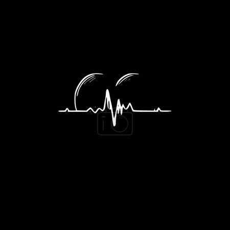 Heartbeat - icono aislado en blanco y negro - ilustración vectorial