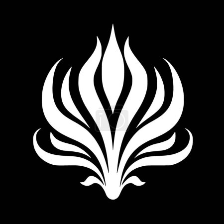 Lotus - schwarz-weiße Vektorabbildung