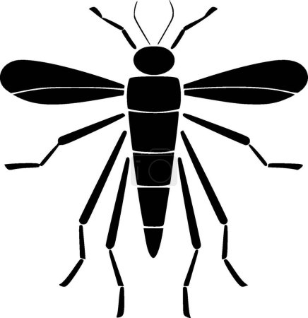 Mosquito - illustration vectorielle en noir et blanc