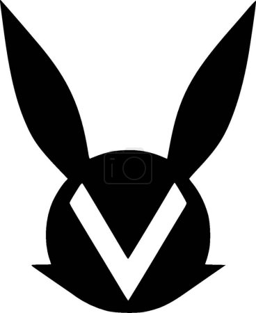 Conejo - ilustración vectorial en blanco y negro