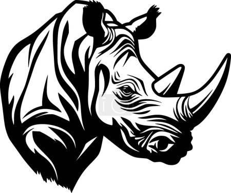 Téléchargez les illustrations : Rhinocéros - logo plat et minimaliste - illustration vectorielle - en licence libre de droit