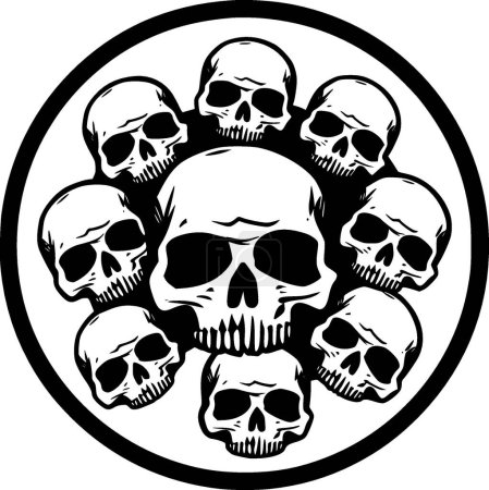 Skulls - black and white vector illustration