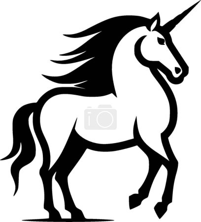 Unicorn - black and white isolated icon - vector illustration