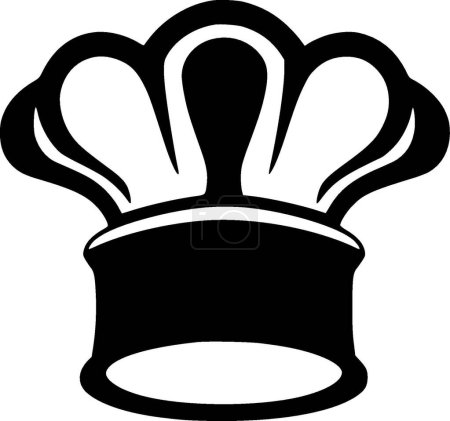 Chef hat - black and white vector illustration