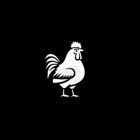 Pollo - icono aislado en blanco y negro - ilustración vectorial