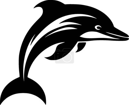 Dolphin - black and white isolated icon - vector illustration