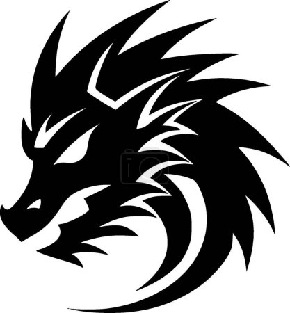 Illustration for Dragon - black and white vector illustration - Royalty Free Image