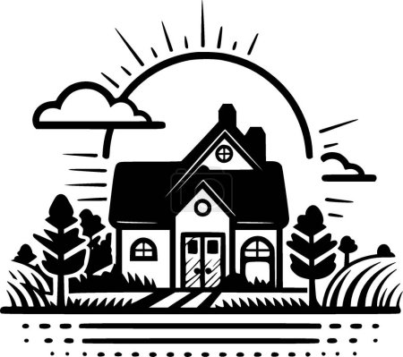 Bauernhaus - minimalistische und einfache Silhouette - Vektorillustration