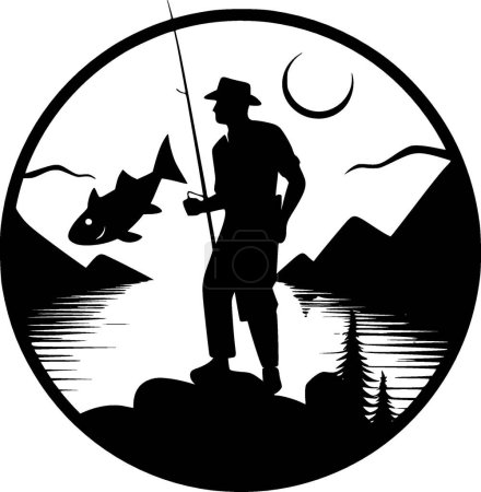 Fishing - minimalist and flat logo - vector illustration