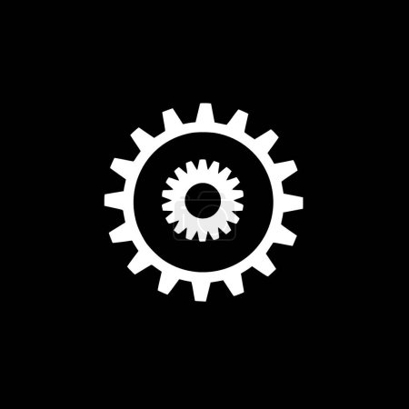 Gear - icono aislado en blanco y negro - ilustración vectorial