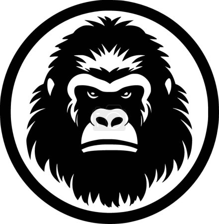 Gorilla - black and white vector illustration