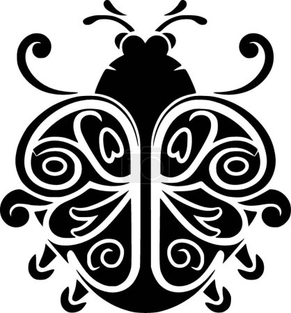 Ladybug - black and white vector illustration