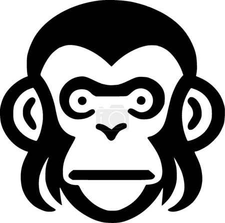 Monkey - black and white vector illustration