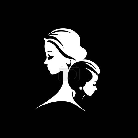 Madre - ilustración vectorial en blanco y negro