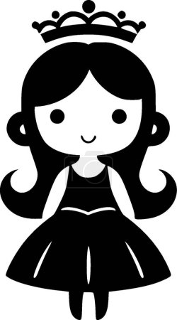 Prinzessin - schwarz-weißes Icon - Vektorillustration