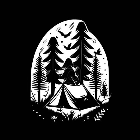 Camping - minimalist and simple silhouette - vector illustration