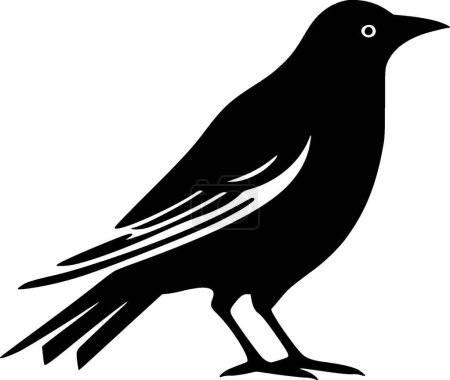 Crow - ilustración vectorial en blanco y negro
