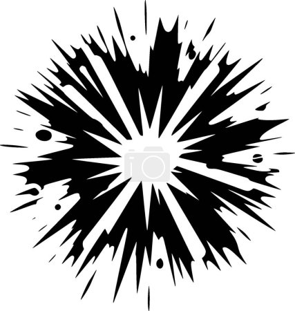 Explosion - black and white isolated icon - vector illustration