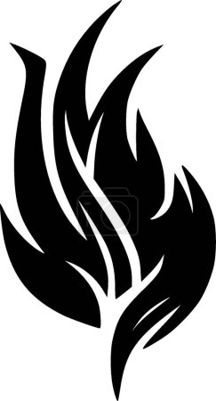Fuego - icono aislado en blanco y negro - ilustración vectorial