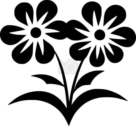 Illustration for Flowers - black and white vector illustration - Royalty Free Image