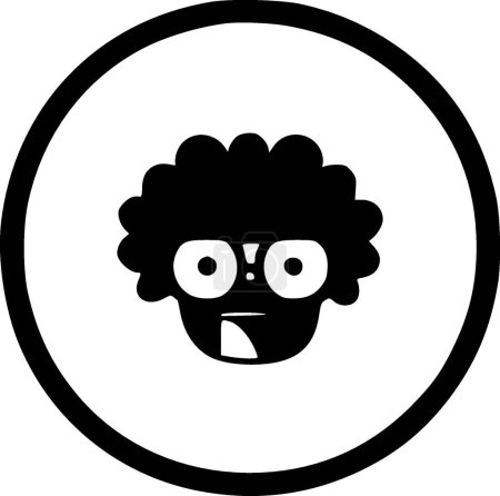 Funny - black and white vector illustration