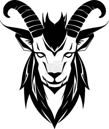 Goat - black and white vector illustration