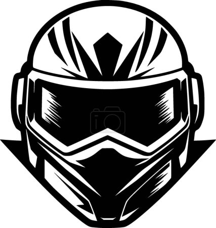 Helmet - black and white vector illustration