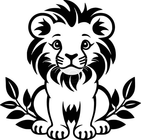 Lion baby - minimalist and flat logo - vector illustration