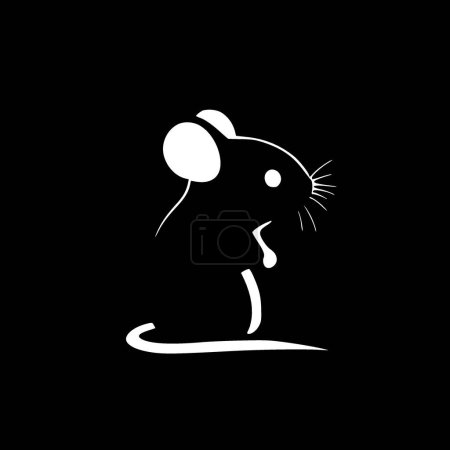 Mouse - black and white vector illustration