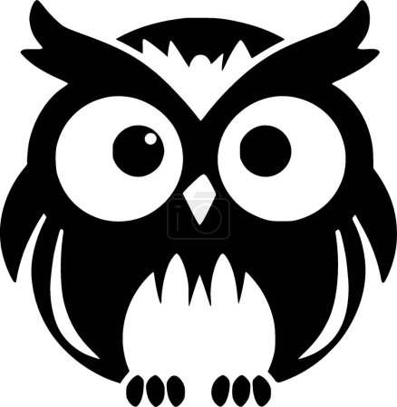 Owl baby - black and white isolated icon - vector illustration
