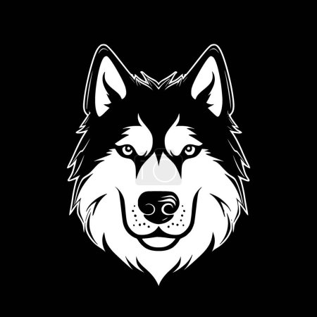 Siberian husky - black and white isolated icon - vector illustration