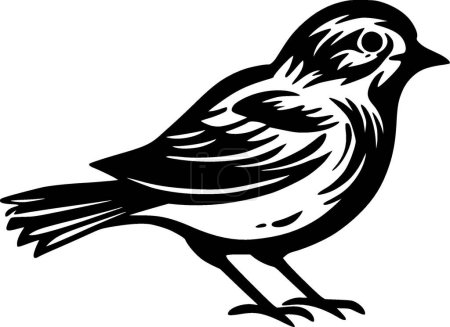 Sparrow - black and white vector illustration
