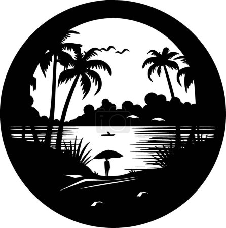 Summer - black and white isolated icon - vector illustration