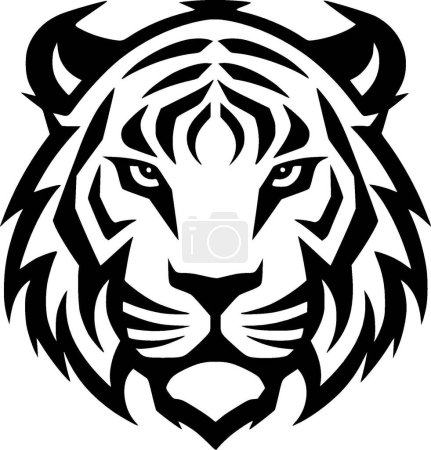 Tigre - Ilustración vectorial en blanco y negro
