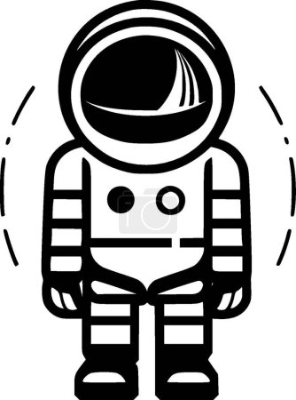 Astronaut - schwarz-weiße Vektorabbildung