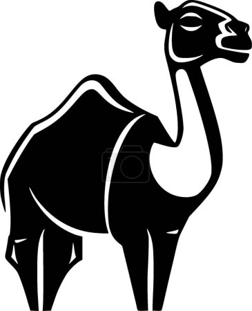 Chameau - icône isolée en noir et blanc - illustration vectorielle