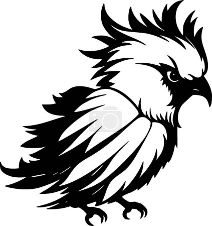 Kakadu - schwarz-weiße Vektorillustration