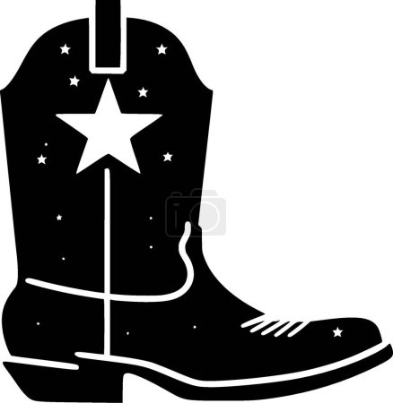 Illustration for Cowboy boot - black and white vector illustration - Royalty Free Image